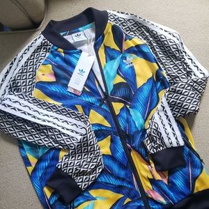 adidas x farm leaf blue & yellow track jacket